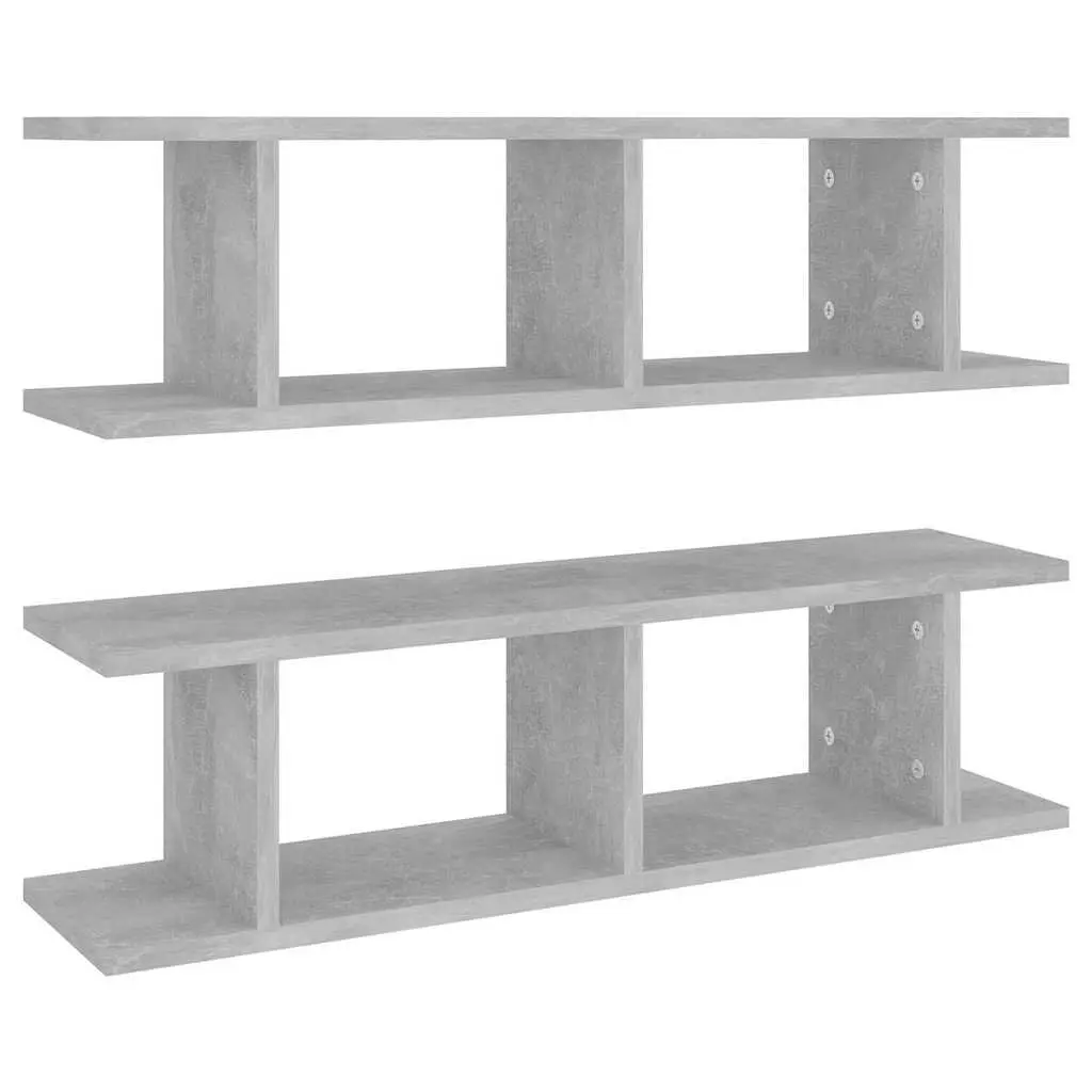 Wall Shelves 2 pcs Grey Floating Display Storage Cube Shelving Unit 75x18x20cm