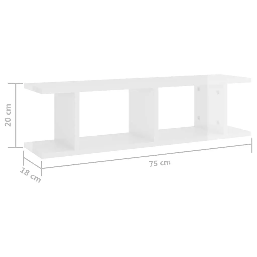 Wall Shelves 2 pcs High Gloss White Floating Display Cube Shelf Home Storage