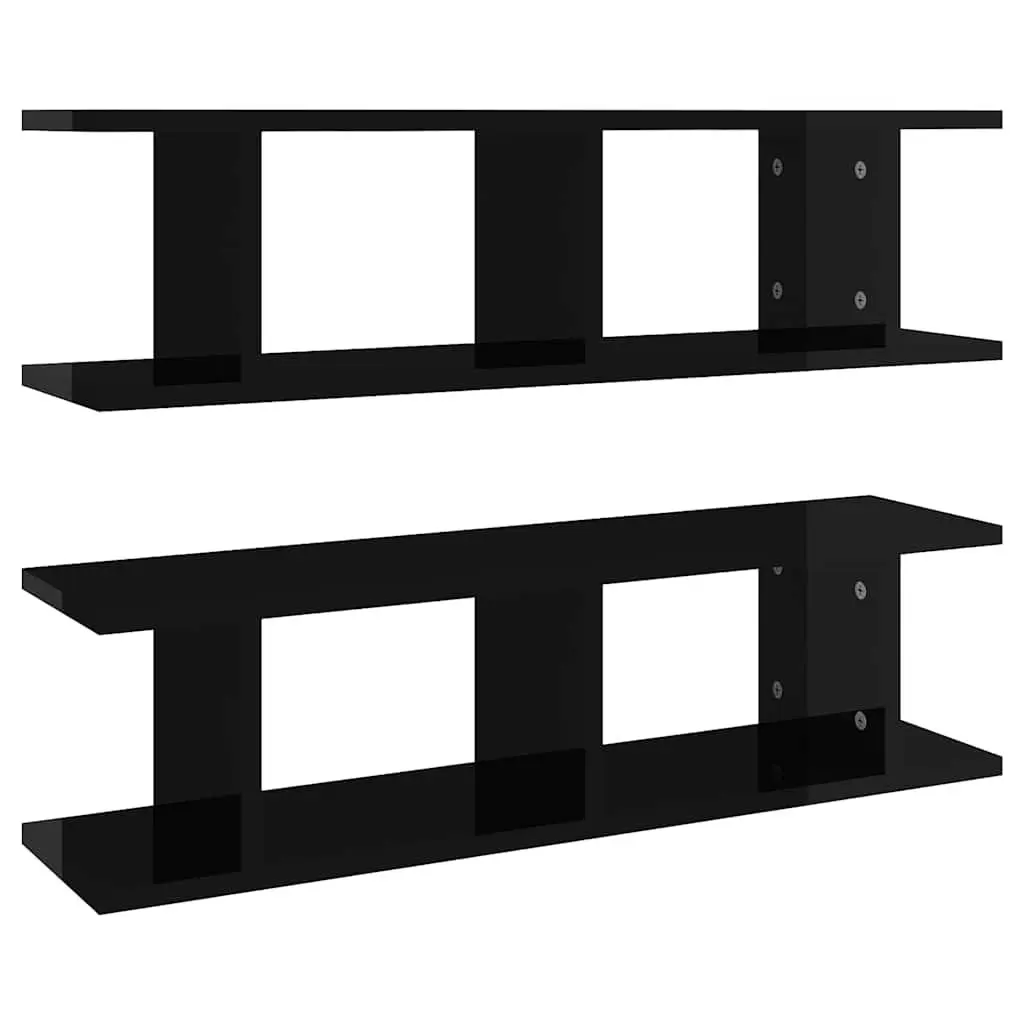 Wall Shelves 2 Piece Set Black Floating Display Cube Shelf Living Room Bedroom