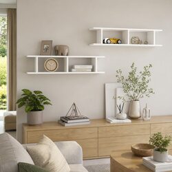 Floating White Wall Shelf 90x18x20cm for Home Decor
