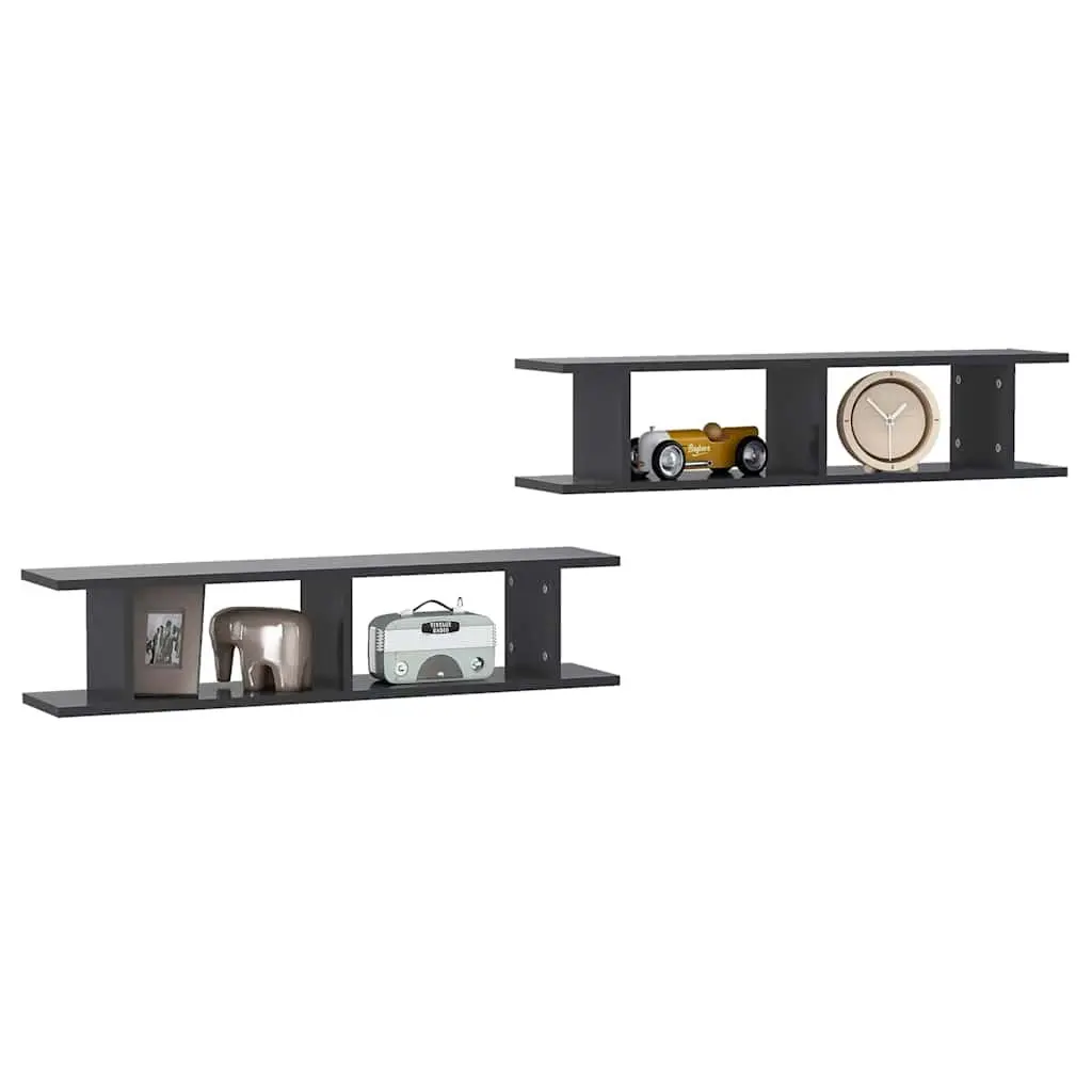 Floating Display Cube Storage Unit 2 pcs Grey 90x18x20 cm