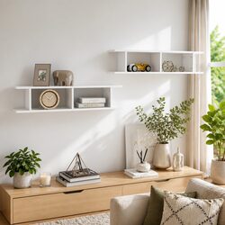 Wall Shelves 2 pcs High Gloss White Floating Cube Storage Display Shelving Unit