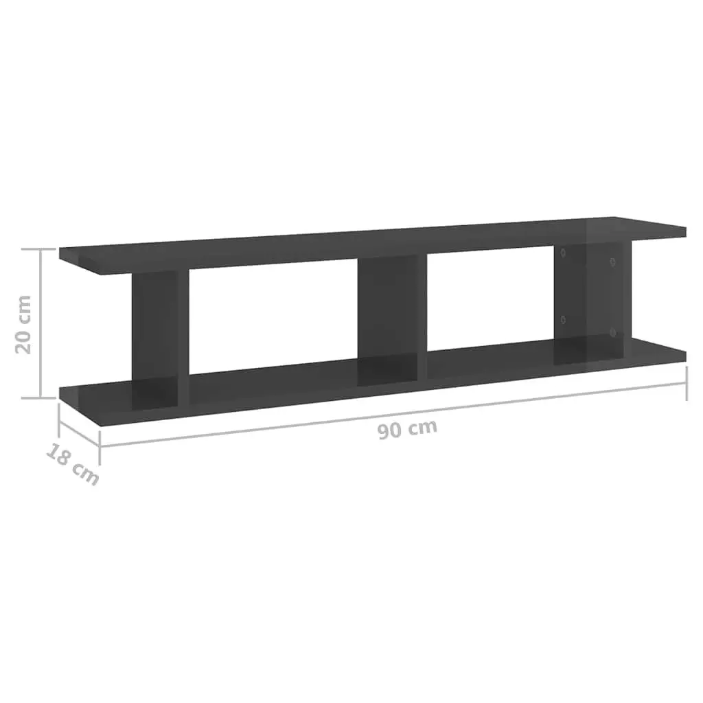 Wall Shelves 2 Pieces Grey Floating Display Cube Storage Bedroom Living Room