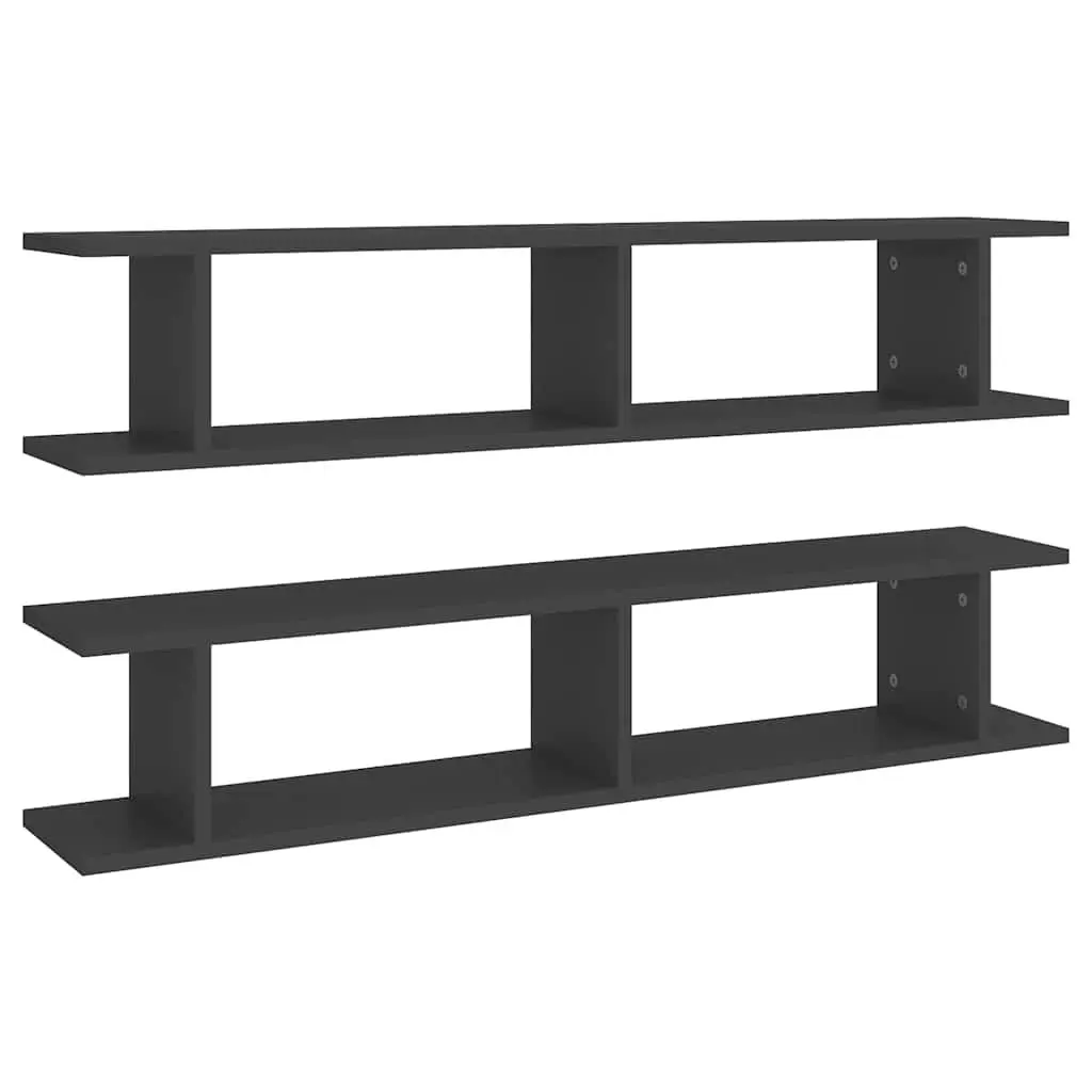 Wall Shelves 2 pcs Grey Floating Cube Display Storage Bedroom Living Room Decor