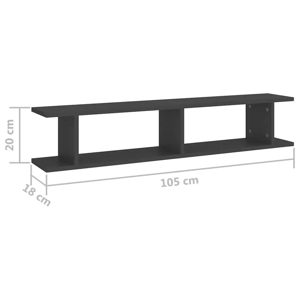 Wall Shelves 2 pcs Grey Floating Cube Display Storage Bedroom Living Room Decor