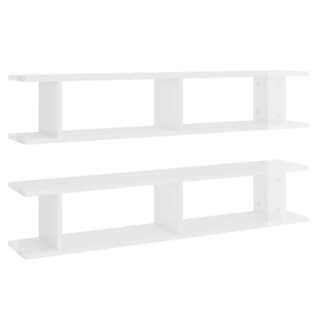 Wall Shelves 2 pcs White High Gloss Floating Display Cube Storage Living Room