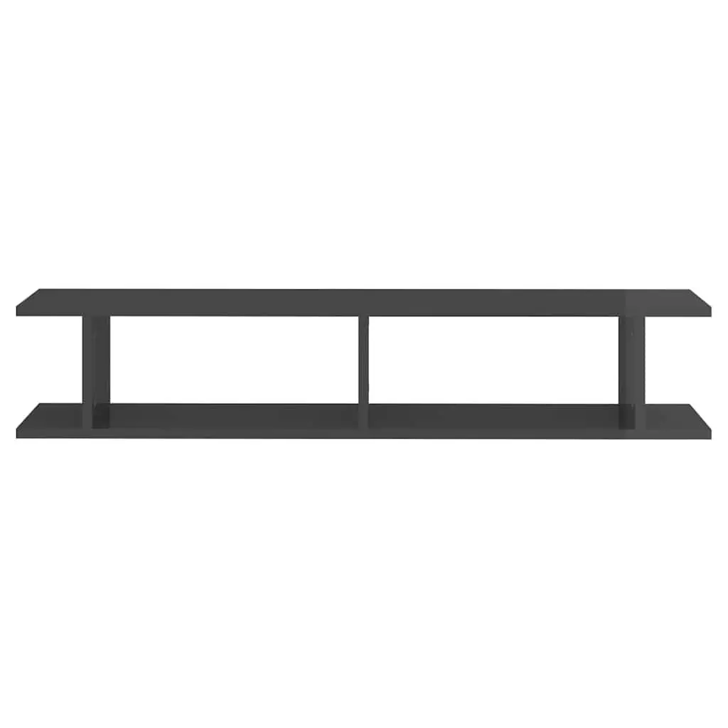 High Gloss Grey Floating Cube Shelves 2pc Set