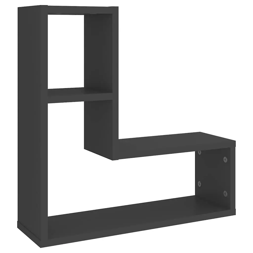Wall Shelves 2 pcs Grey Cube Floating Display Storage Living Room Bedroom Decor