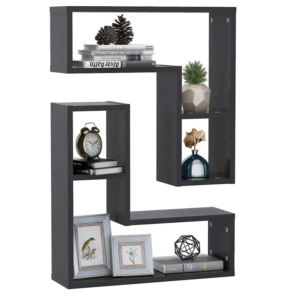 Wall Shelves 2 pcs Grey Cube Floating Display Storage Living Room Bedroom Decor
