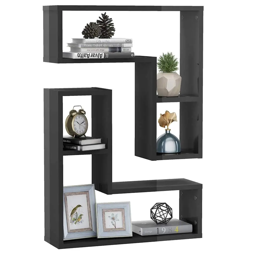 Wall Shelves 2 pcs Grey Cube Display Storage Shelving Unit Home Decor
