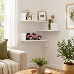 Sturdy White Wall Corner Shelf for Stylish Home Decor