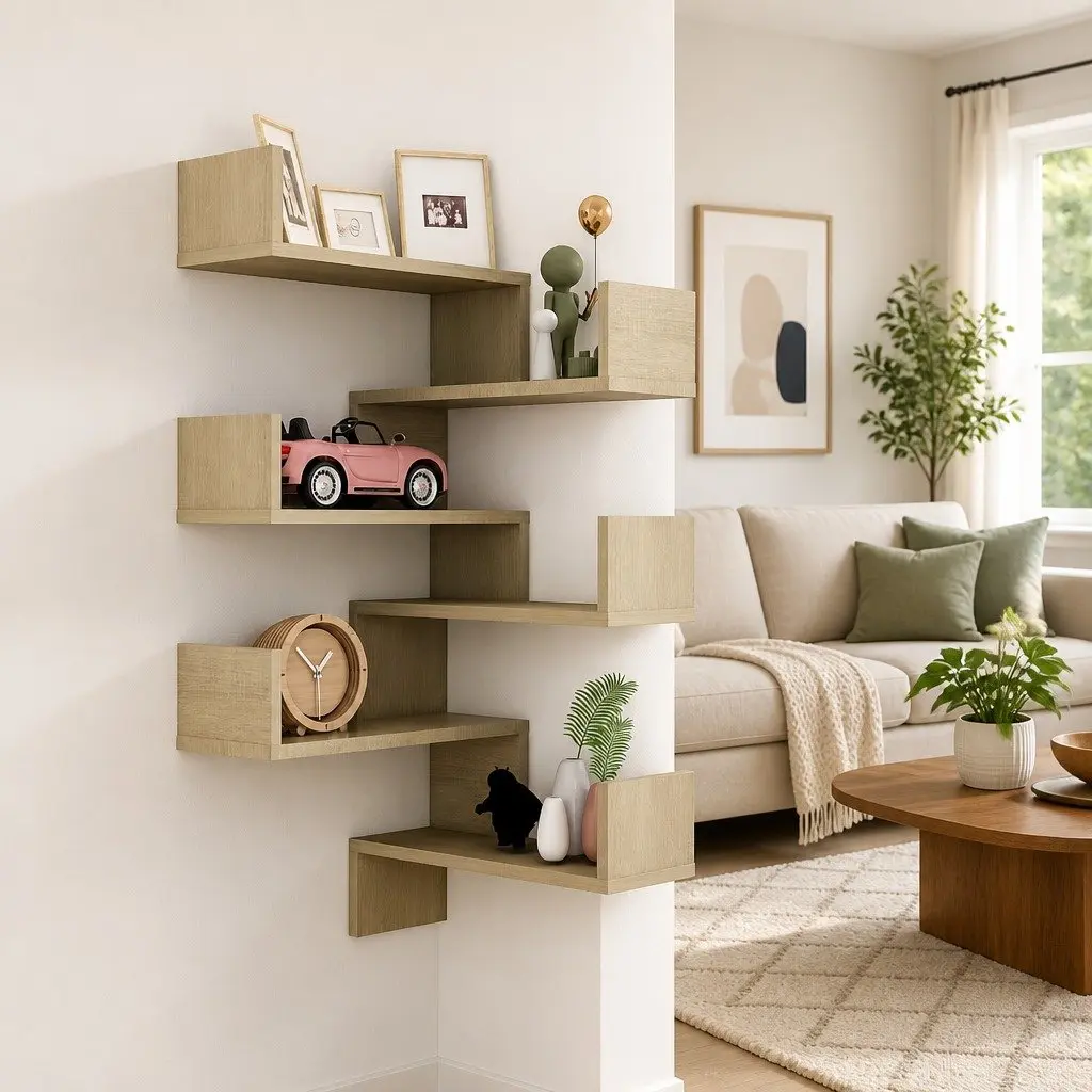 Wall Corner Shelves Engineered Wood 40x40x50 cm Brown