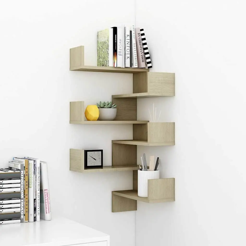 Wall Corner Shelves Engineered Wood 40x40x50 cm Brown