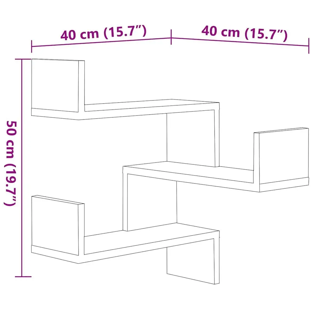 Wall Corner Shelves Engineered Wood 40x40x50 cm Brown