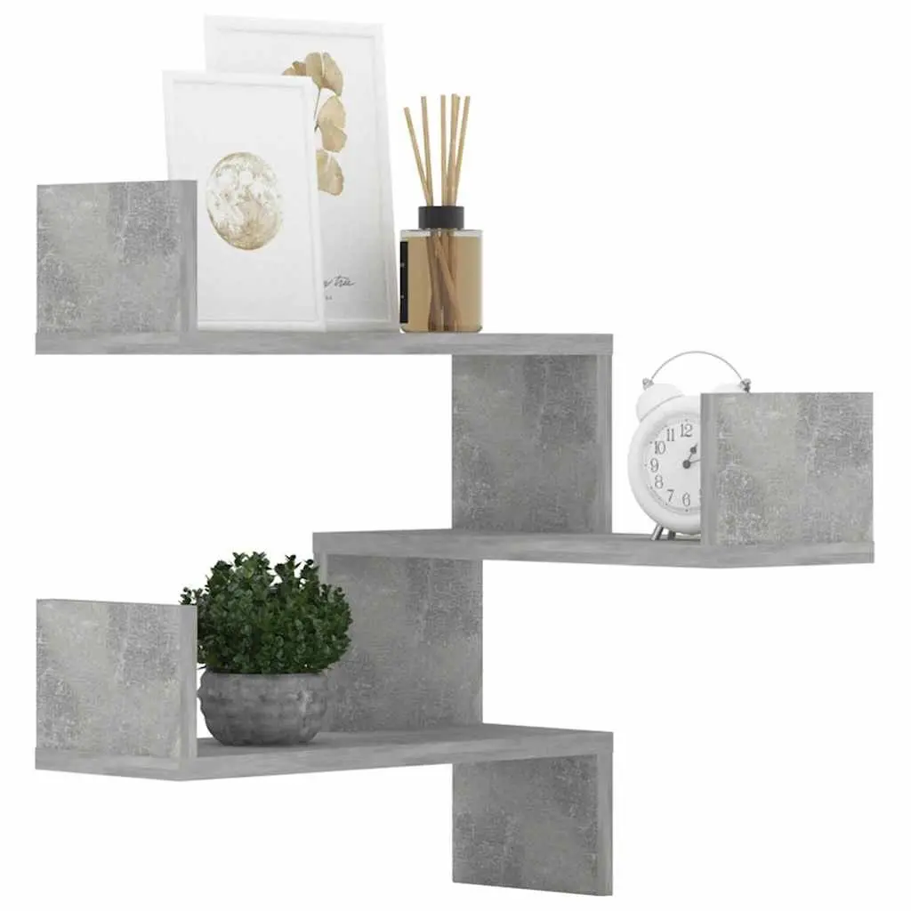 Wall Corner Shelves Engineered Wood 40x40x50 cm Grey 2 Pieces