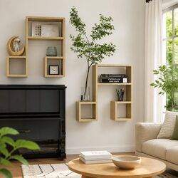 Stylish Brown Music Note Floating Shelves - 2 Pieces