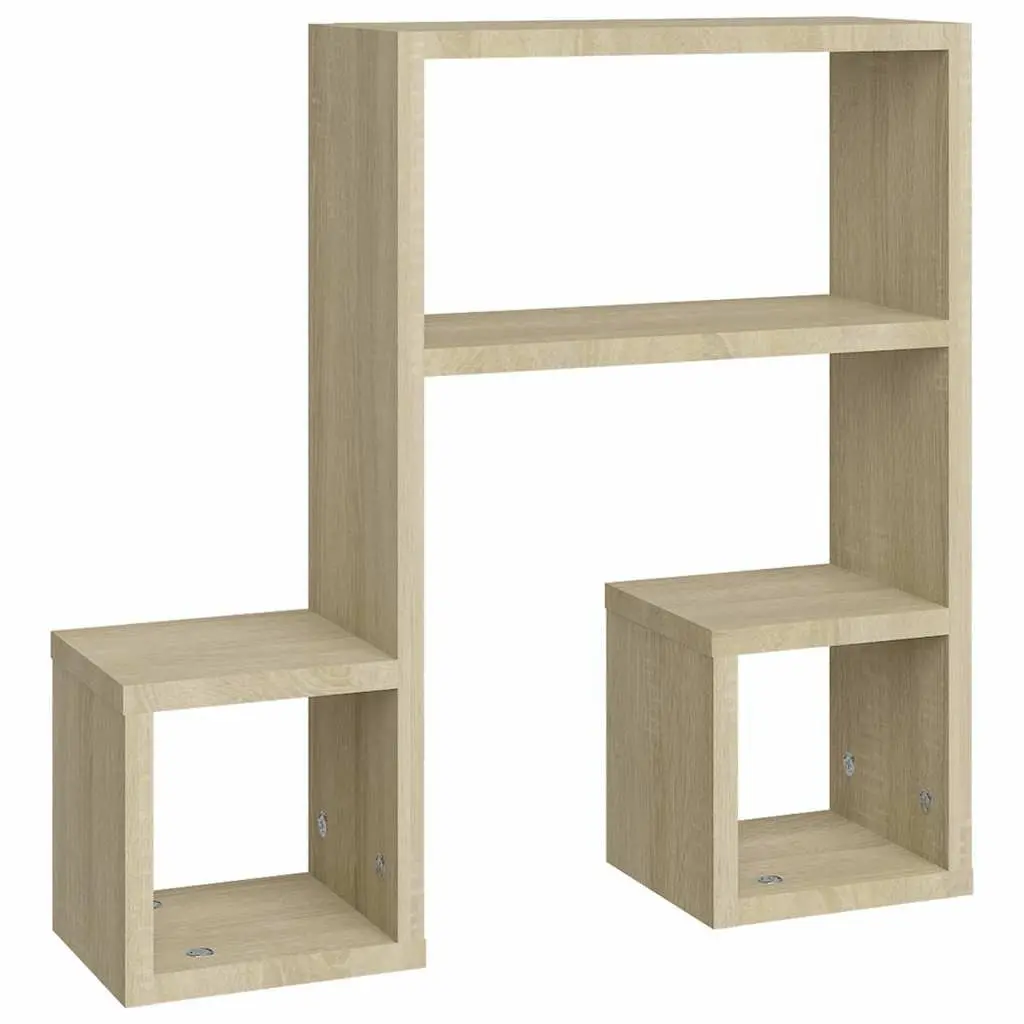 Wall Shelves 2 Pieces Music Note Shape Brown Storage Display Floating Shelf