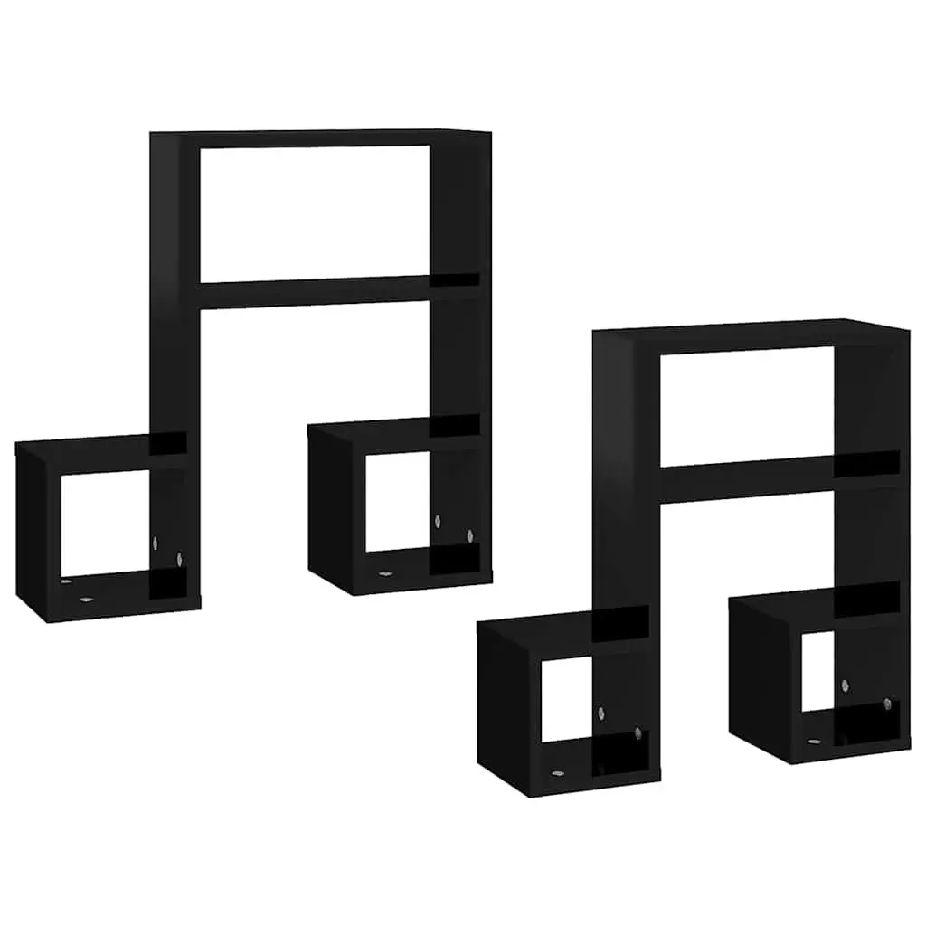 Music Note Wall Shelf Black 50x15x50 cm Floating Storage Display Shelves