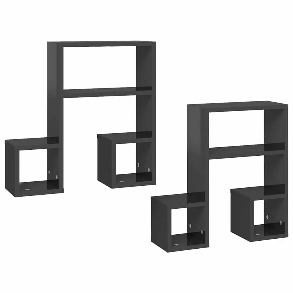 Music Note Wall Shelf 2 Pcs Grey Storage Display Hanging Shelves Home Decor