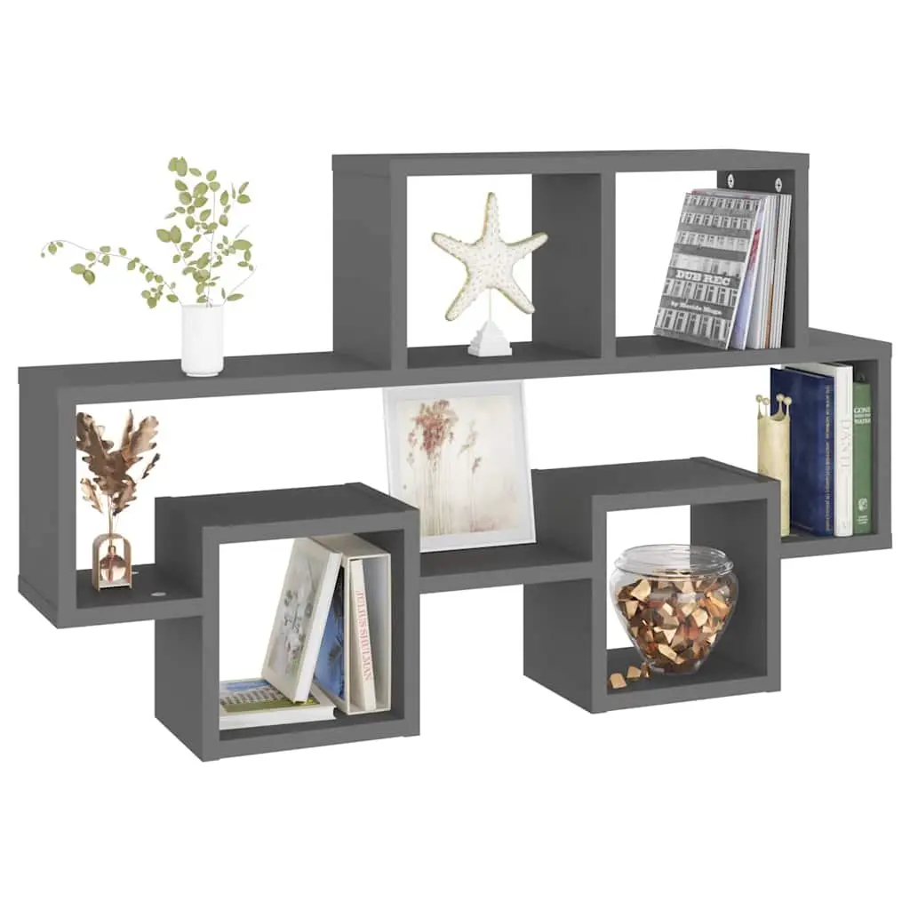 Car-Shaped Wall Shelf Grey Open Compartment Hanging Storage Display Organiser