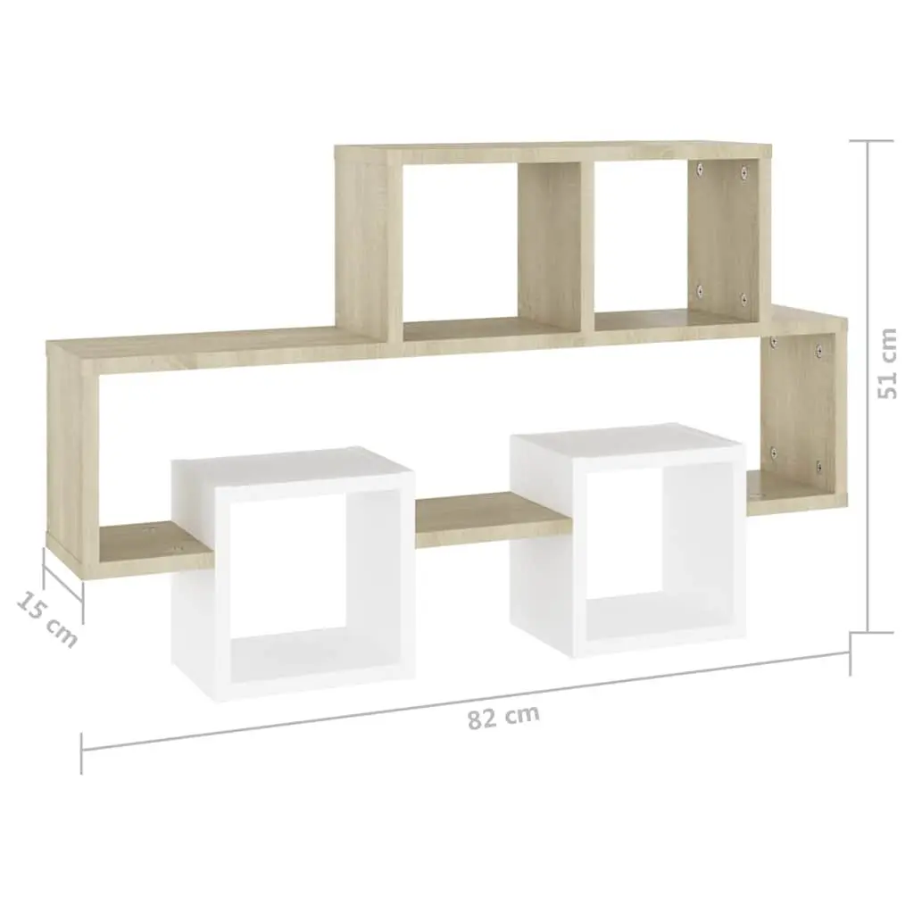 Car-Shaped Wall Shelf Engineered Wood 82W x 15D x 51H cm White Sonoma Oak