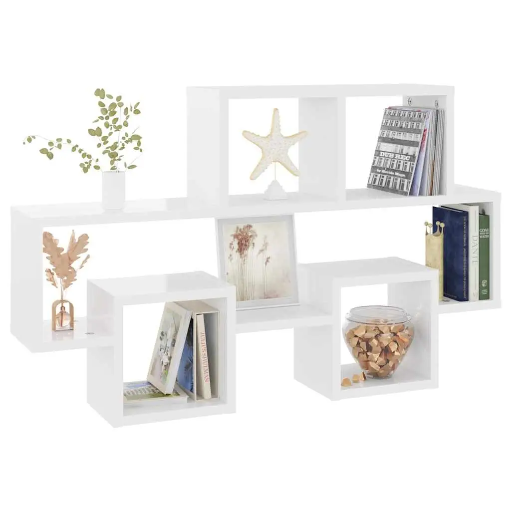 Car-Shaped Wall Shelf White Engineered Wood Storage Display Hanging Organizer