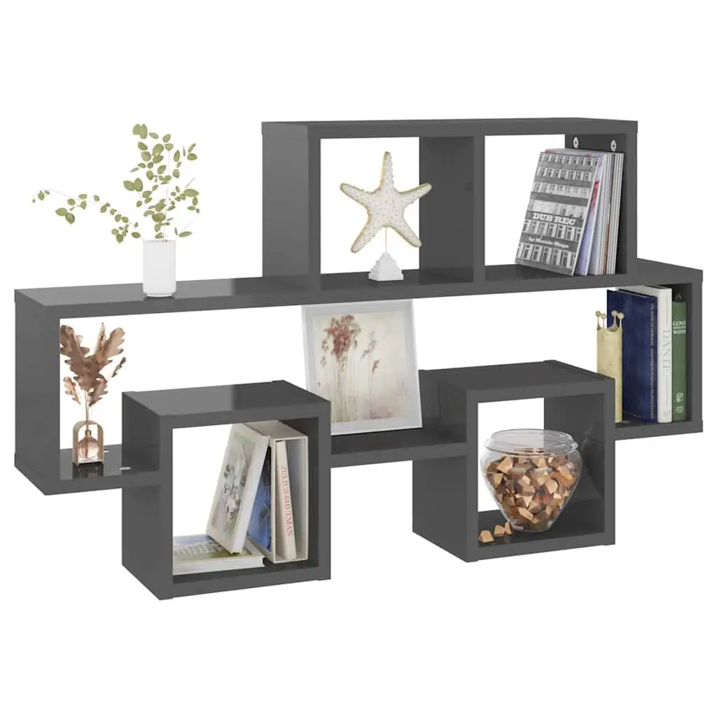 Car-Shaped Wall Shelf Grey Storage Display Floating Hanging Shelving Unit