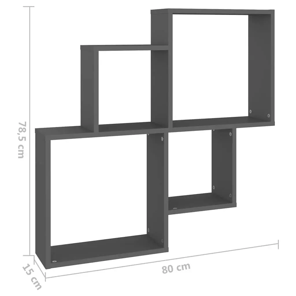 Grey Wall Cube Shelf with Open Compartments for Storage