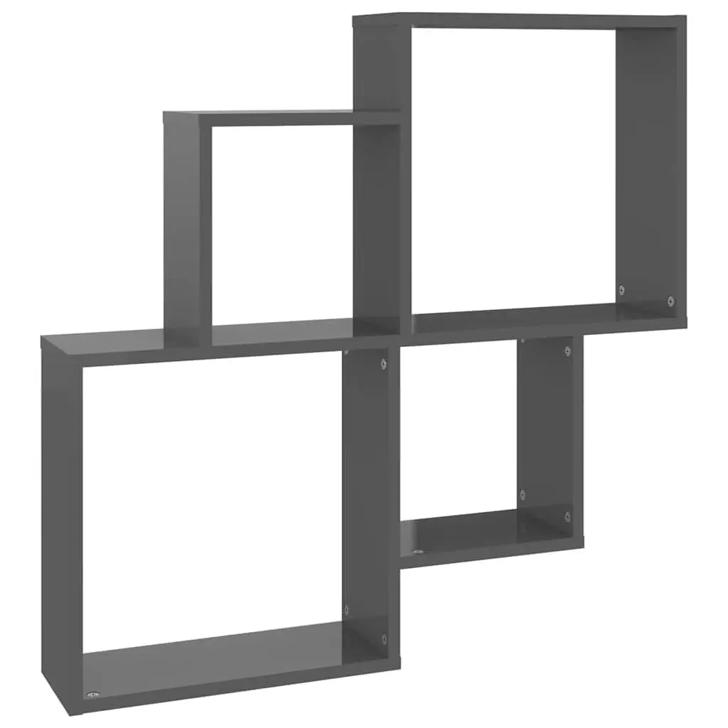 Grey Cube Wall Shelf with Open Compartments