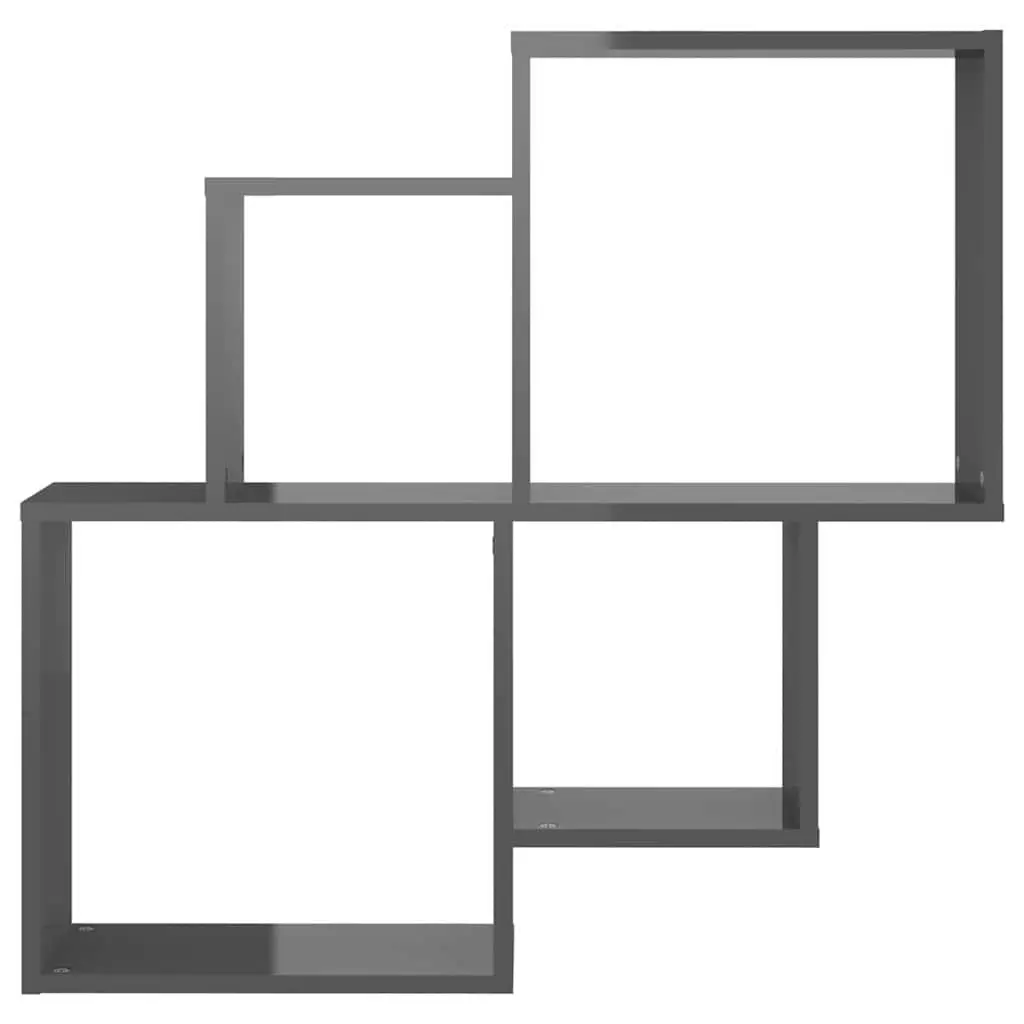 Grey Cube Wall Shelf with Open Compartments