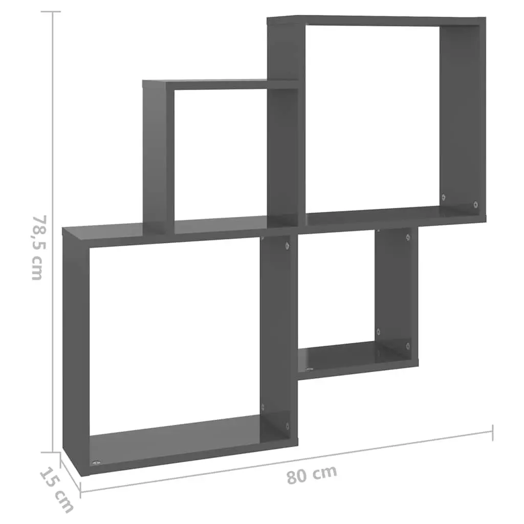 Grey Cube Wall Shelf with Open Compartments