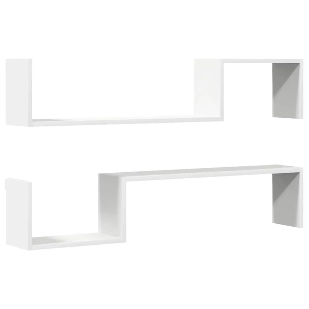 Wall Shelves 2 Pieces White Floating Display Shelf Invisible Mount Home Decor