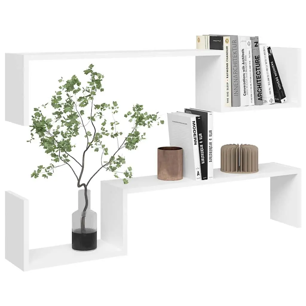 Wall Shelves 2 Pieces White Floating Display Shelf Invisible Mount Home Decor