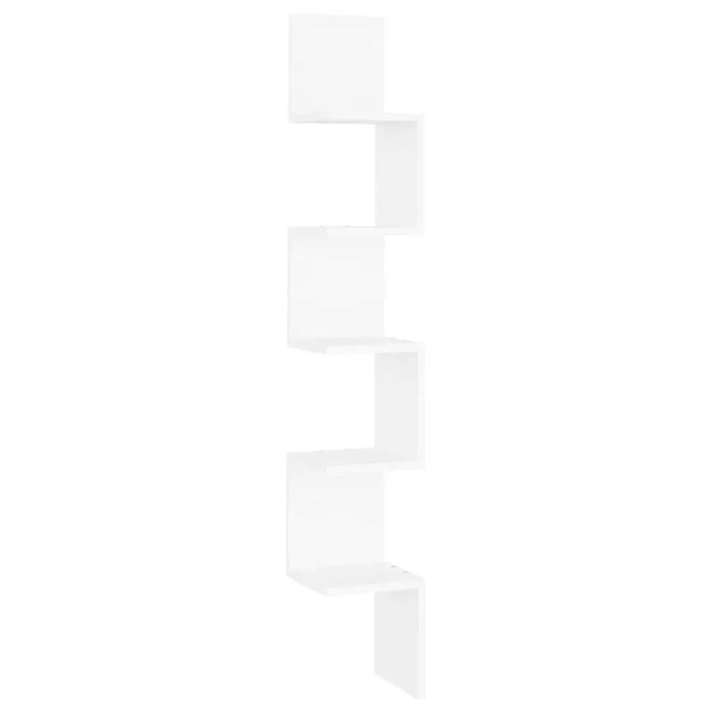 Wall Corner Shelf Engineered Wood 20 x 20 x 127.5 cm White