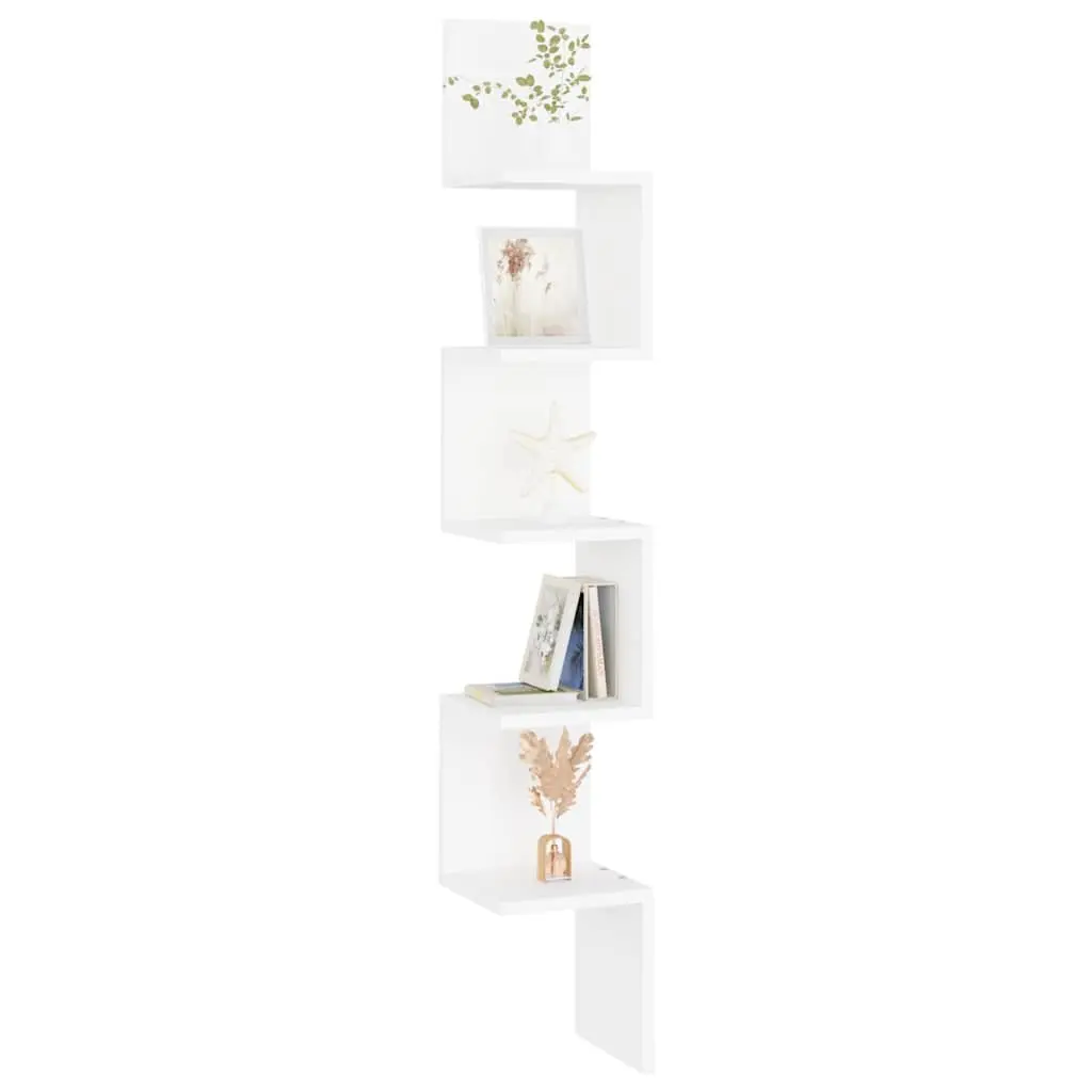 Wall Corner Shelf Engineered Wood 20 x 20 x 127.5 cm White