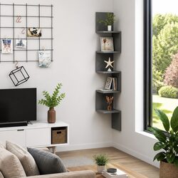 Grey Wall Corner Shelf for Efficient Space Use