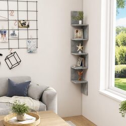 Durable Grey Engineered Wood Wall Corner Shelf