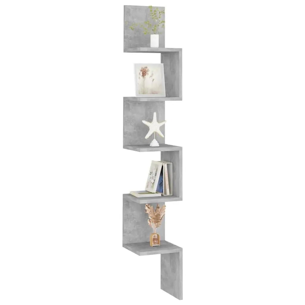Grey Engineered Wood Wall Corner Shelf