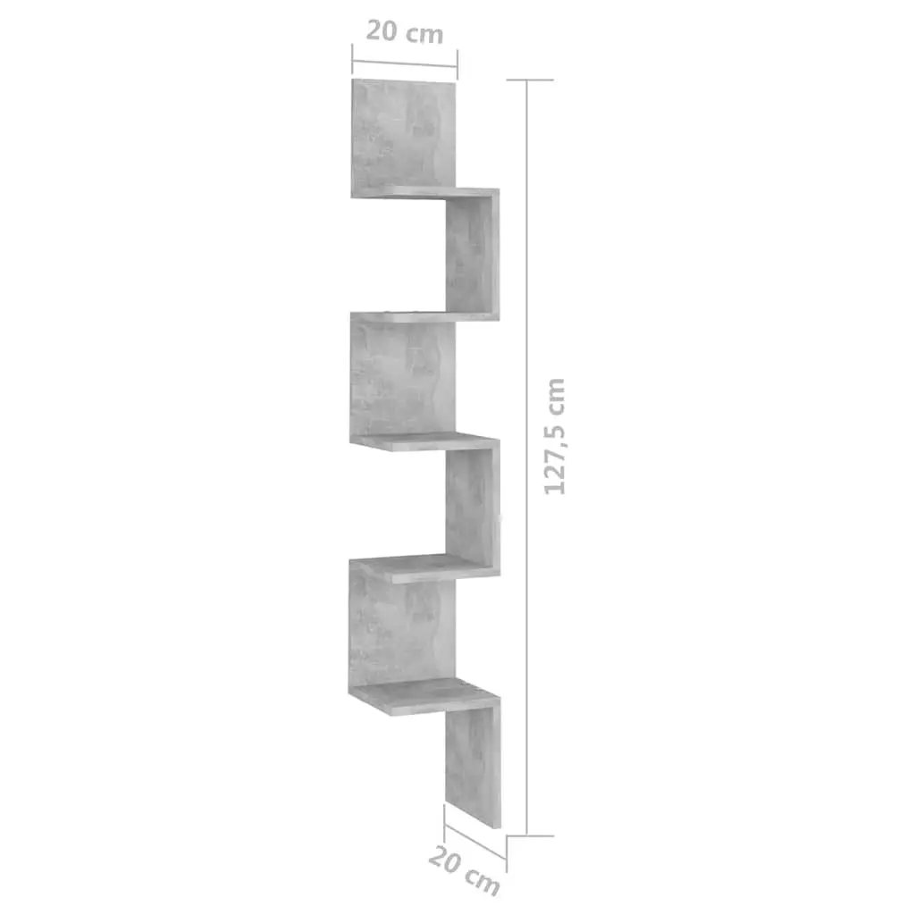 Grey Engineered Wood Wall Corner Shelf