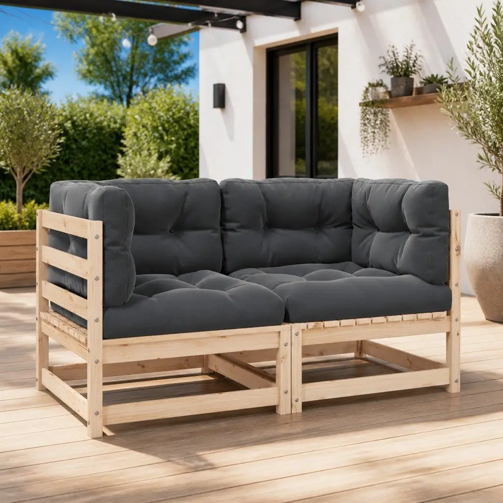 2 Piece Outdoor Corner Sofa Set with Cushions