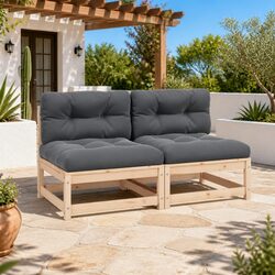 Sturdy Pinewood Modular Outdoor Middle Sofa 2 pcs