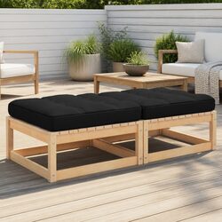 Set of 2 Modular Outdoor Garden Footstools with Cushions
