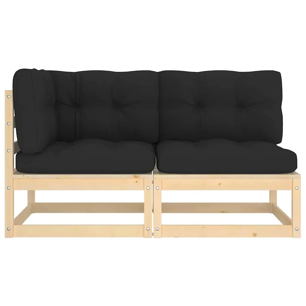 Garden Lounge Set Solid Pinewood 2 Piece Anthracite