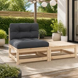 3 Piece Garden Lounge Set Modular Outdoor Sectional Sofa with Cushions