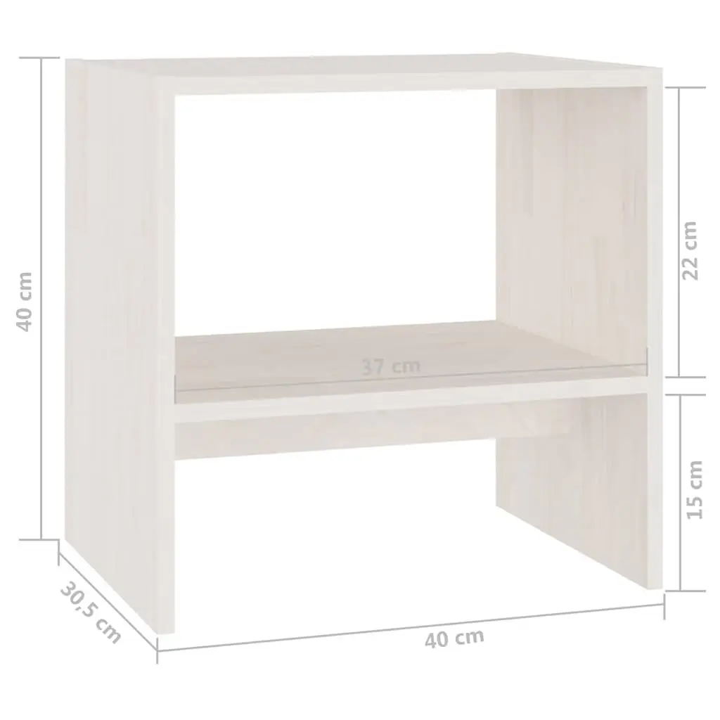 Bedside Cabinets 2 pcs White Solid Pinewood Nightstand Storage Bedroom Side