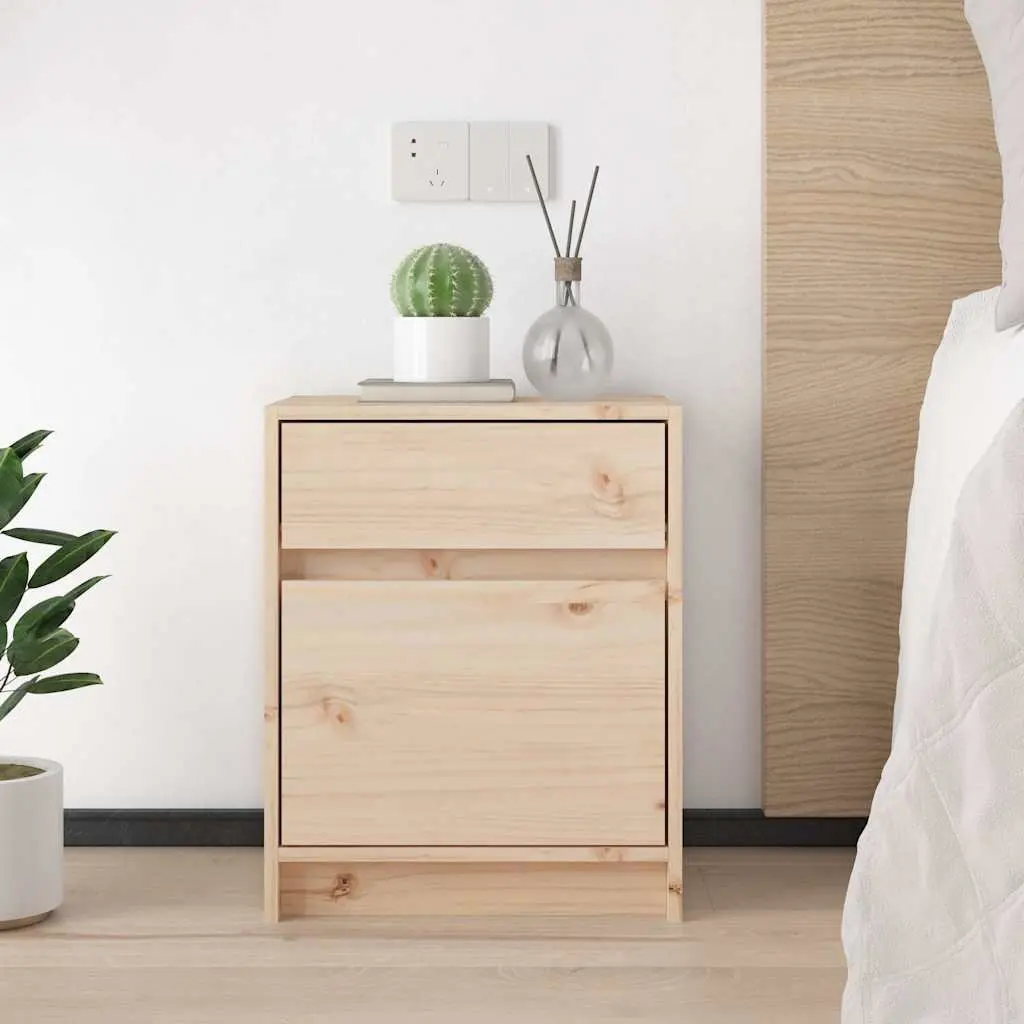 Brown Solid Wood Bedside Cabinet 40x31x50cm