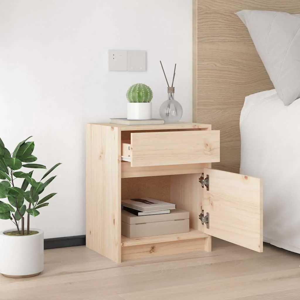Brown Solid Wood Bedside Cabinet 40x31x50cm