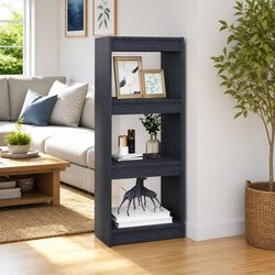 Grey Solid Pinewood Book Cabinet Room Divider 40x30x103.5cm