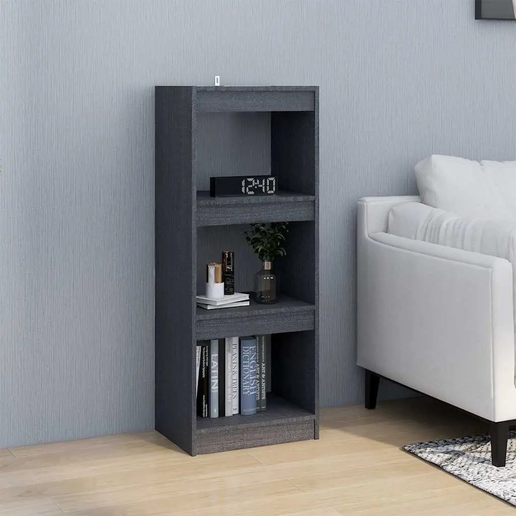 Grey Solid Pinewood Book Cabinet Room Divider 40x30x103.5cm