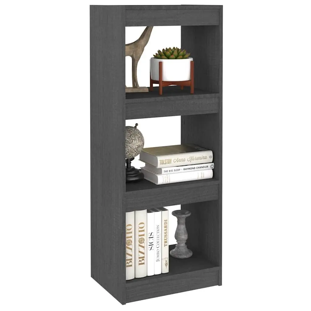 Grey Solid Pinewood Book Cabinet Room Divider 40x30x103.5cm